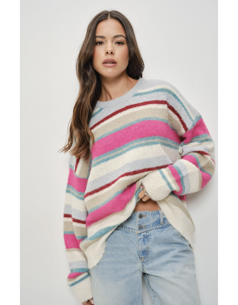 Pretty Garbage Benna Colorful Stripe Pullover Sweater