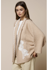 Embroidered Collared Open Jacket