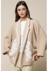 Embroidered Collared Open Jacket