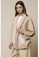 Embroidered Collared Open Jacket
