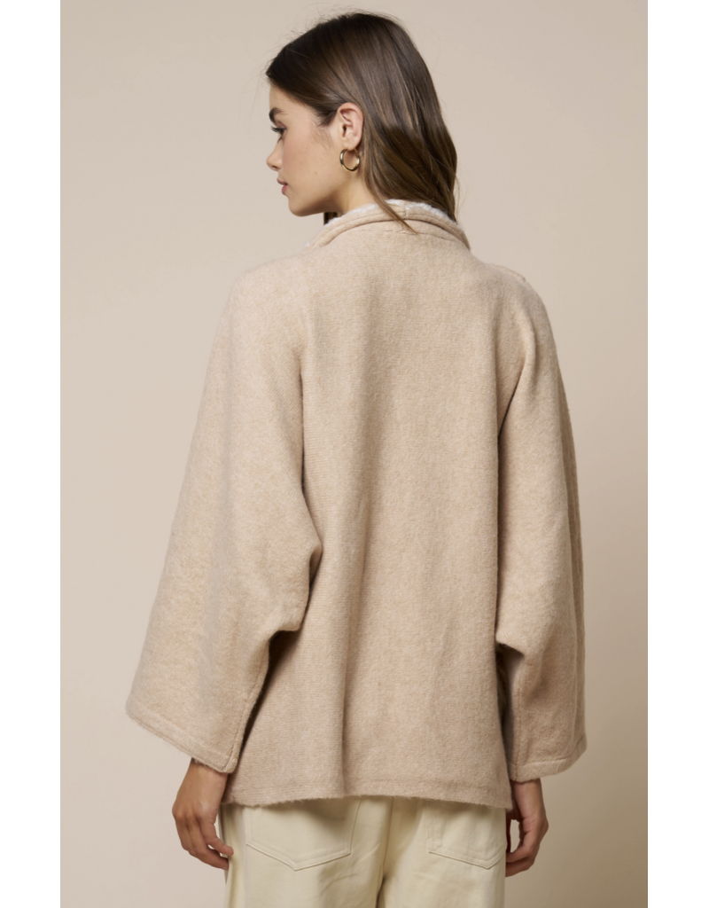 Embroidered Collared Open Jacket