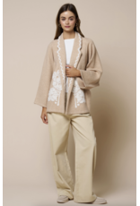 Embroidered Collared Open Jacket