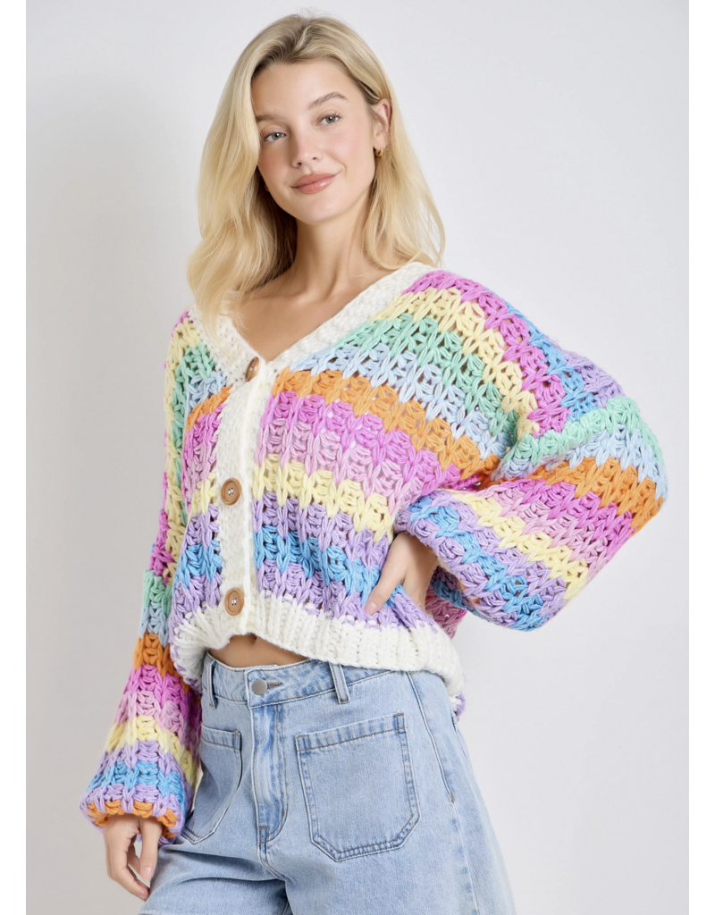 Over the Rainbow Chunky Buttoned Cardigan