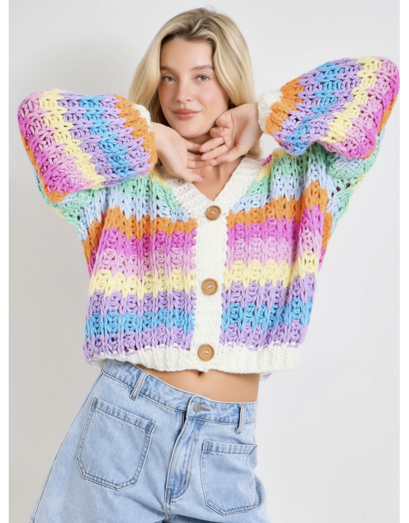 Over the Rainbow Chunky Buttoned Cardigan