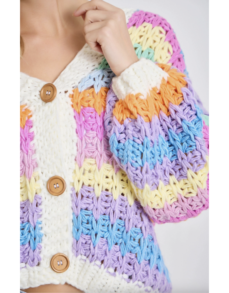 Over the Rainbow Chunky Buttoned Cardigan