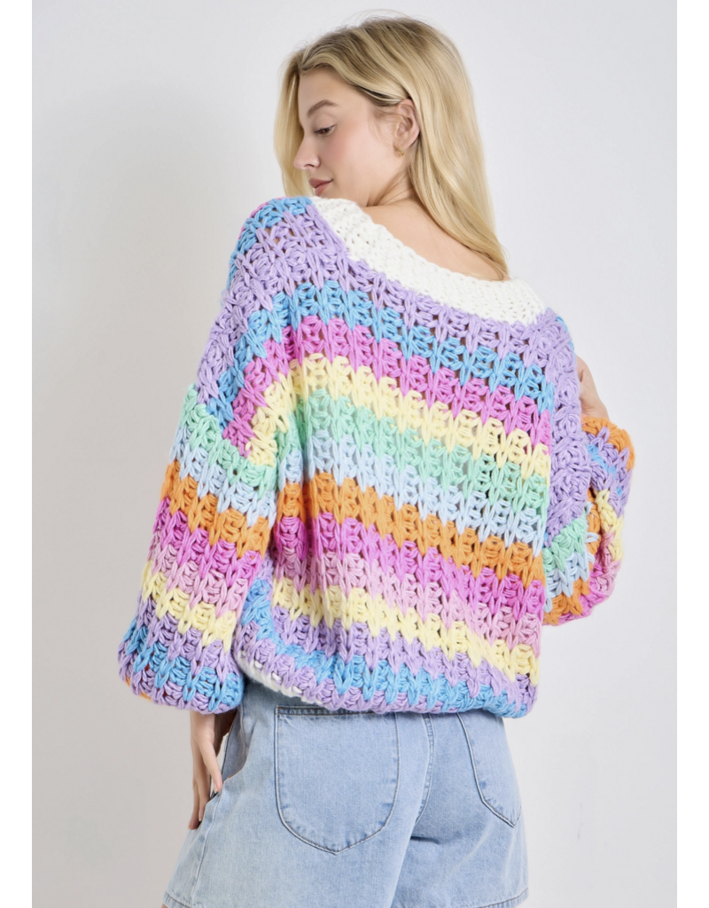 Over the Rainbow Chunky Buttoned Cardigan