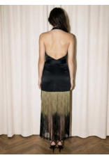 Skylar Rose Satin Ombre Fringe Halter Wrap Dress