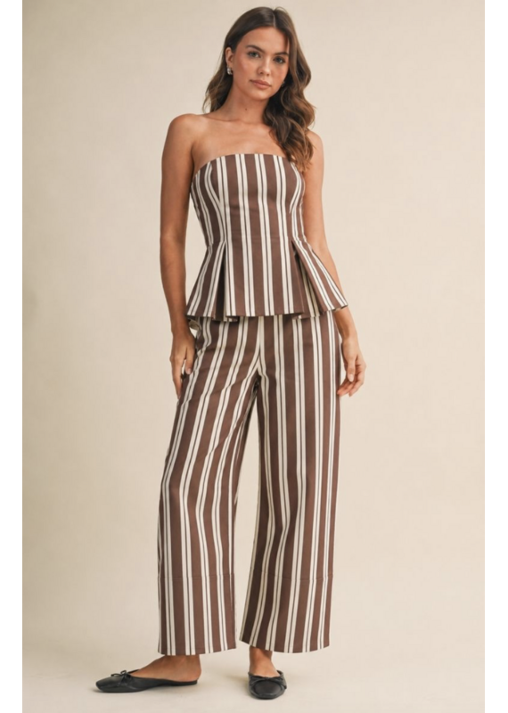 Stretch Twill Peplum Top & Barrel Jean Set