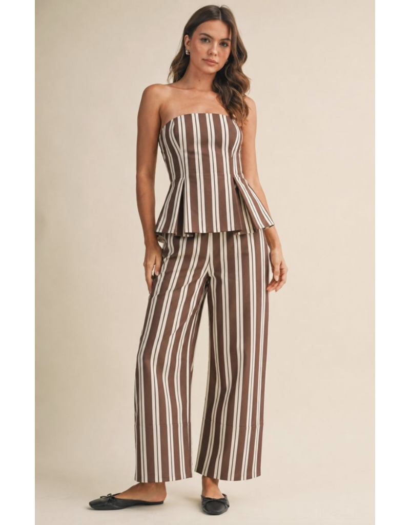 Stretch Twill Peplum Top & Barrel Jean Set