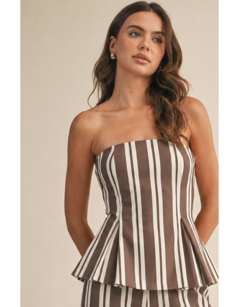 Stretch Twill Peplum Top & Barrel Jean Set