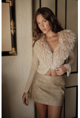 Pretty Garbage Otis Faux Fur Sheer Cardigan Top