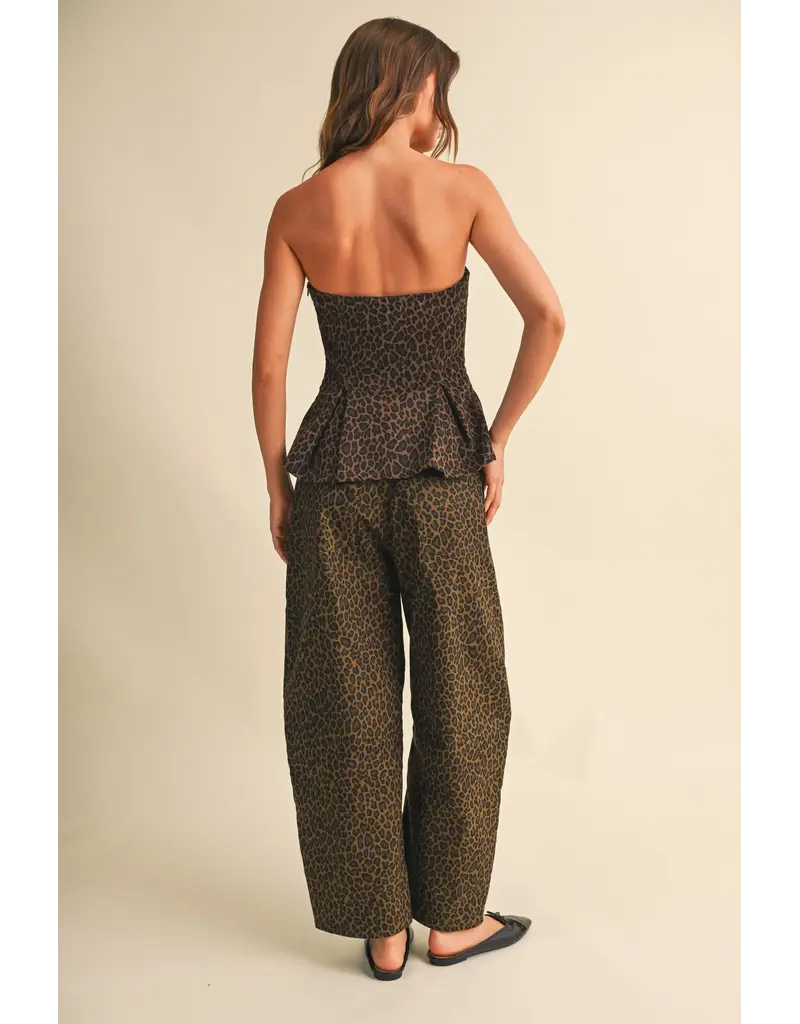 Denim Peplum Top & Barrel Jean Set