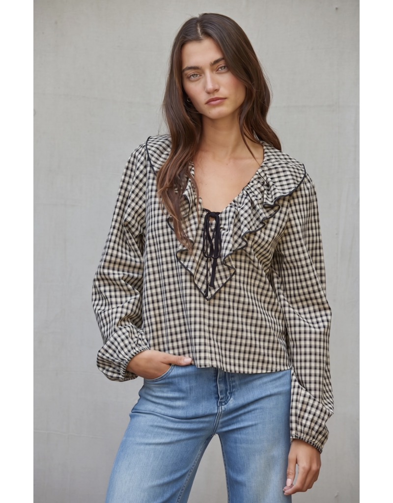 By Together Maddie Gingham Ruffle Top