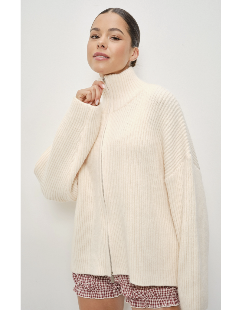 Pretty Garbage Kanna Mock Neck Zip Up Sweater