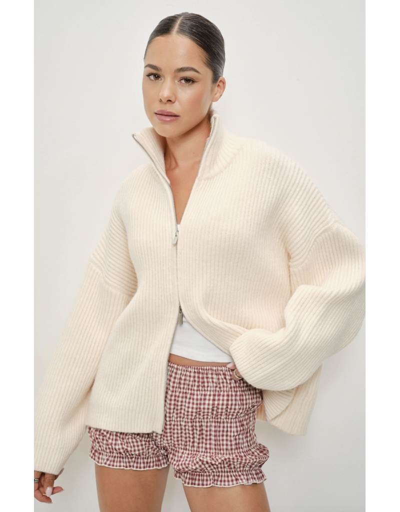 Pretty Garbage Kanna Mock Neck Zip Up Sweater