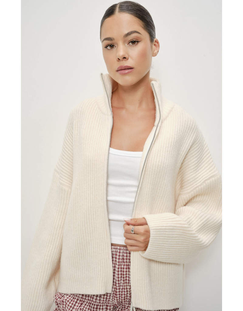 Pretty Garbage Kanna Mock Neck Zip Up Sweater