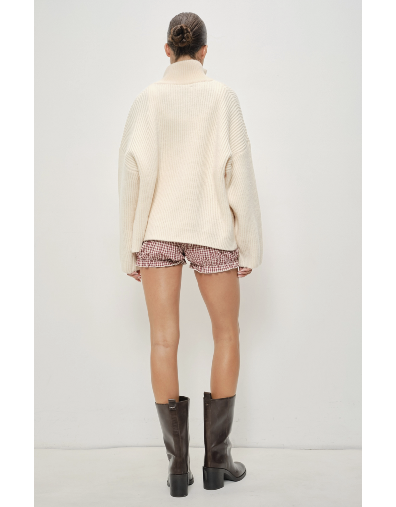 Pretty Garbage Kanna Mock Neck Zip Up Sweater