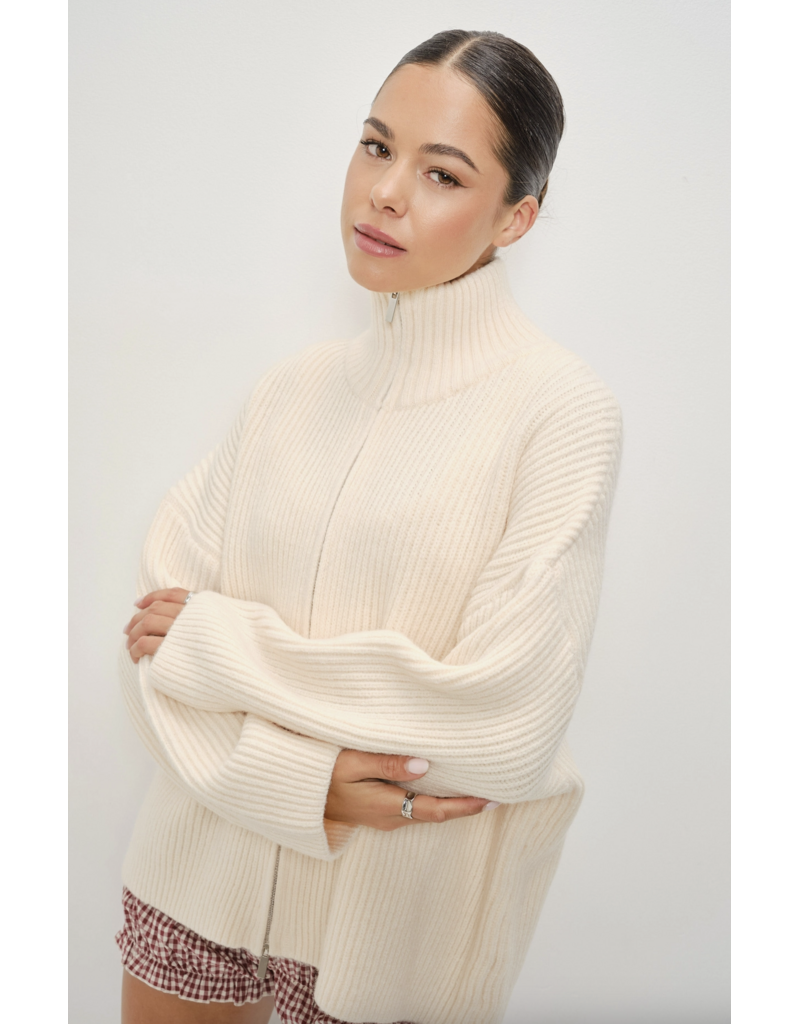 Pretty Garbage Kanna Mock Neck Zip Up Sweater