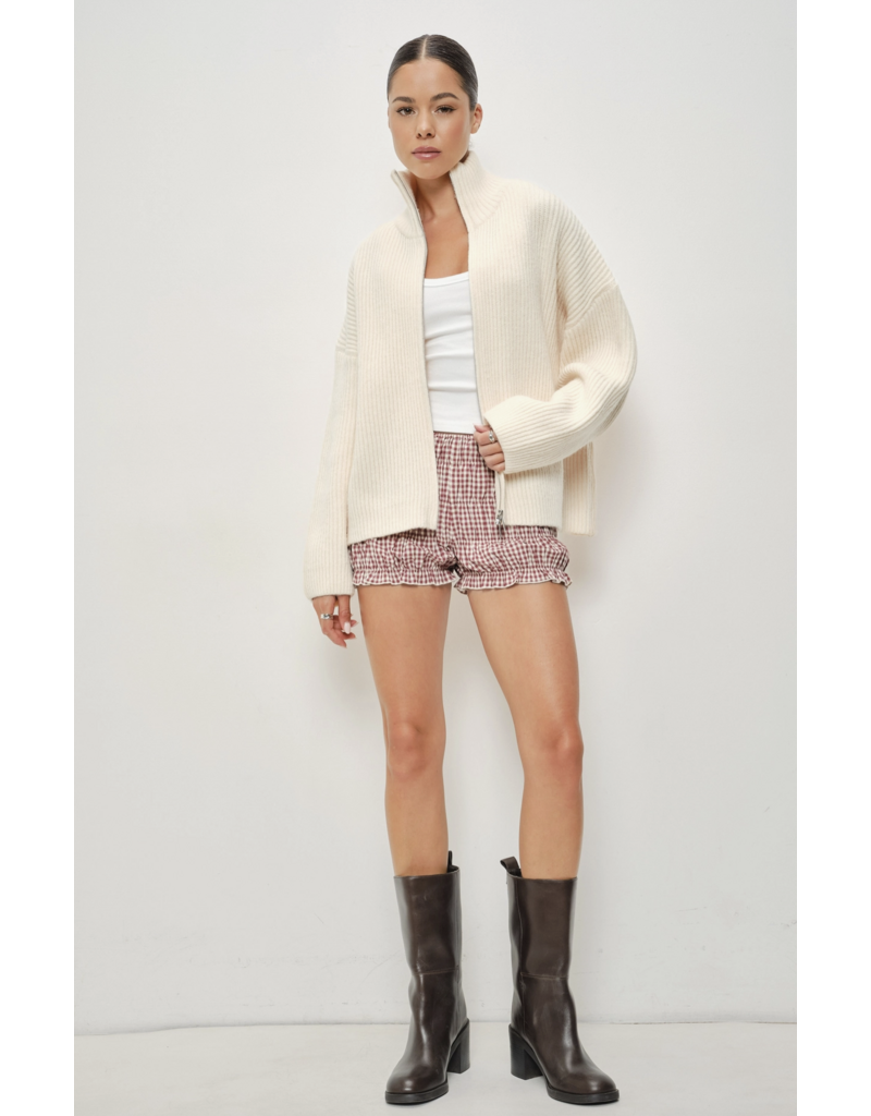Pretty Garbage Kanna Mock Neck Zip Up Sweater