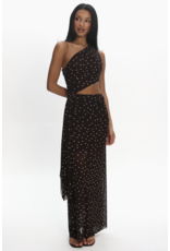 One Shoulder Polka Dot Cut-Out Maxi Dress