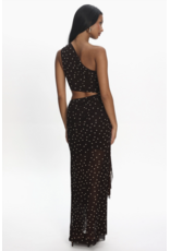 One Shoulder Polka Dot Cut-Out Maxi Dress