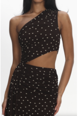 One Shoulder Polka Dot Cut-Out Maxi Dress