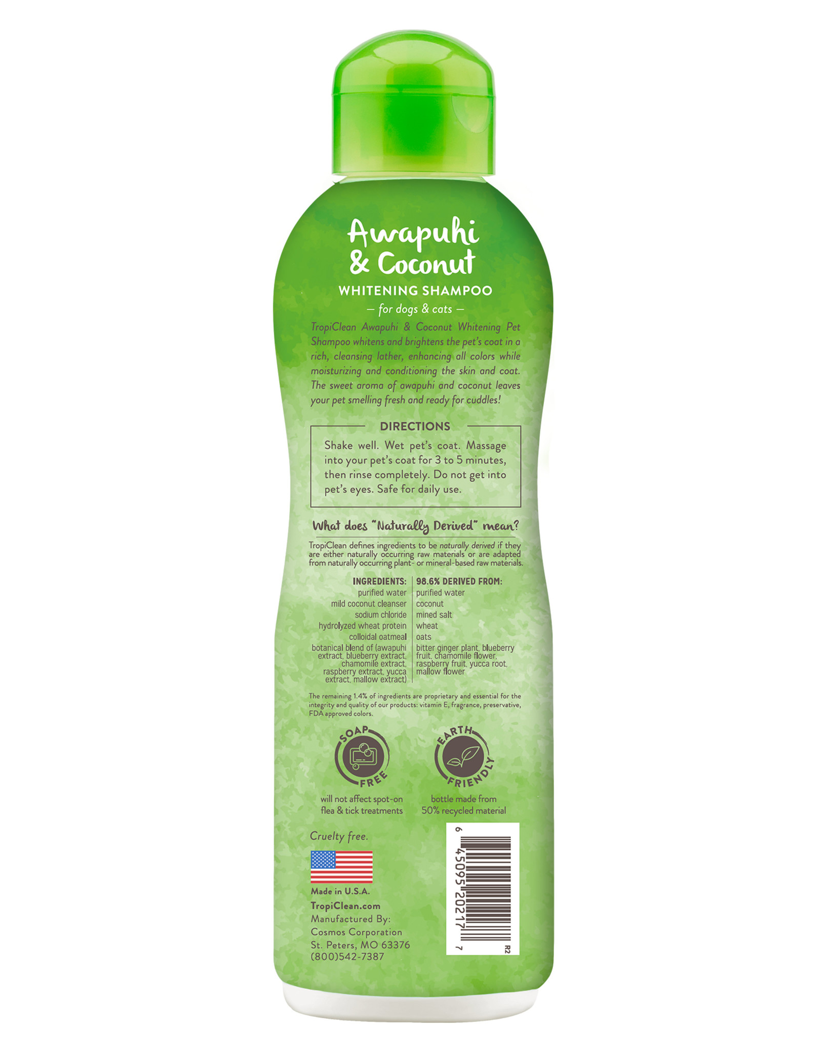 TropiClean Awapuhi & Coconut Whitening Shampoo for Pets 1ea/20 fl oz