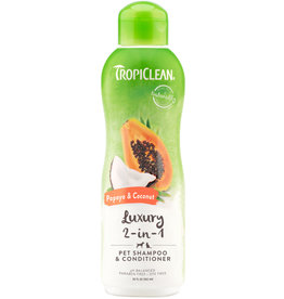 TropiClean Papaya & Coconut Luxury 2 In 1 Pet Shampoo, 20 oz.