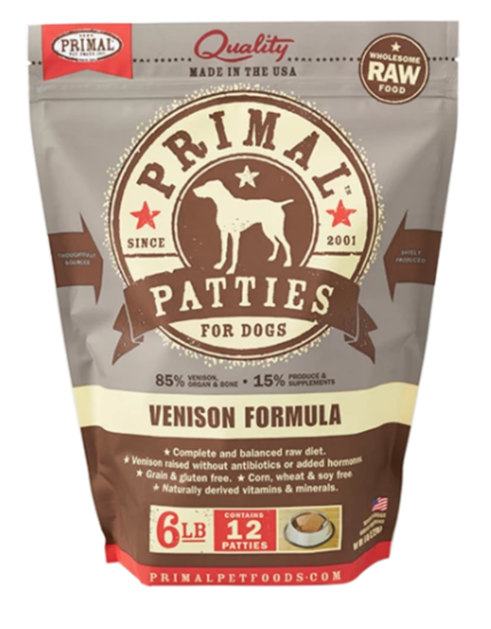 Primal Pet Foods Primal Pet Foods Primal Patties 6lb. Canine Venison Formula