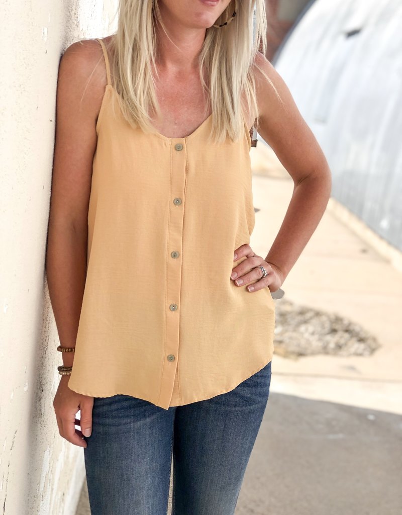 Woven Solid Button Down Tank
