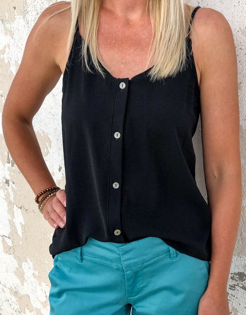 Woven Solid Button Down Tank