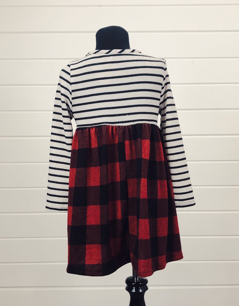 Girls Striped Plaid Dress