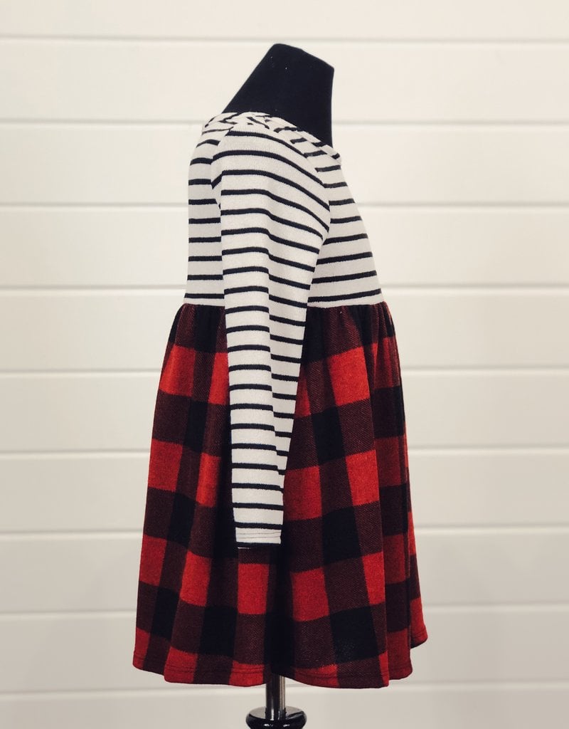 Girls Striped Plaid Dress