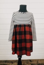 Girls Striped Plaid Dress