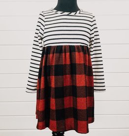 Girls Striped Plaid Dress