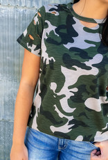 509 Broadway Distress Camo Top