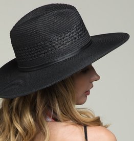 509 Broadway Leather Trim Woven Hat