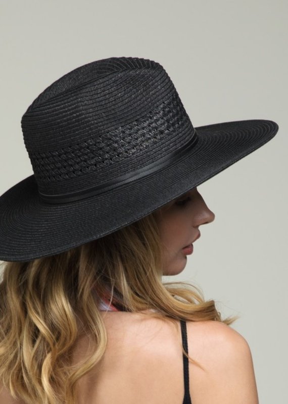 509 Broadway Leather Trim Woven Hat