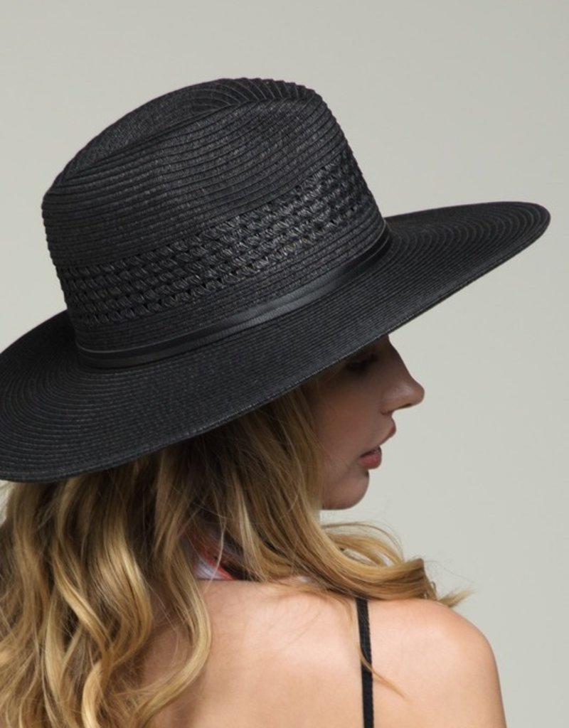 509 Broadway Leather Trim Woven Hat