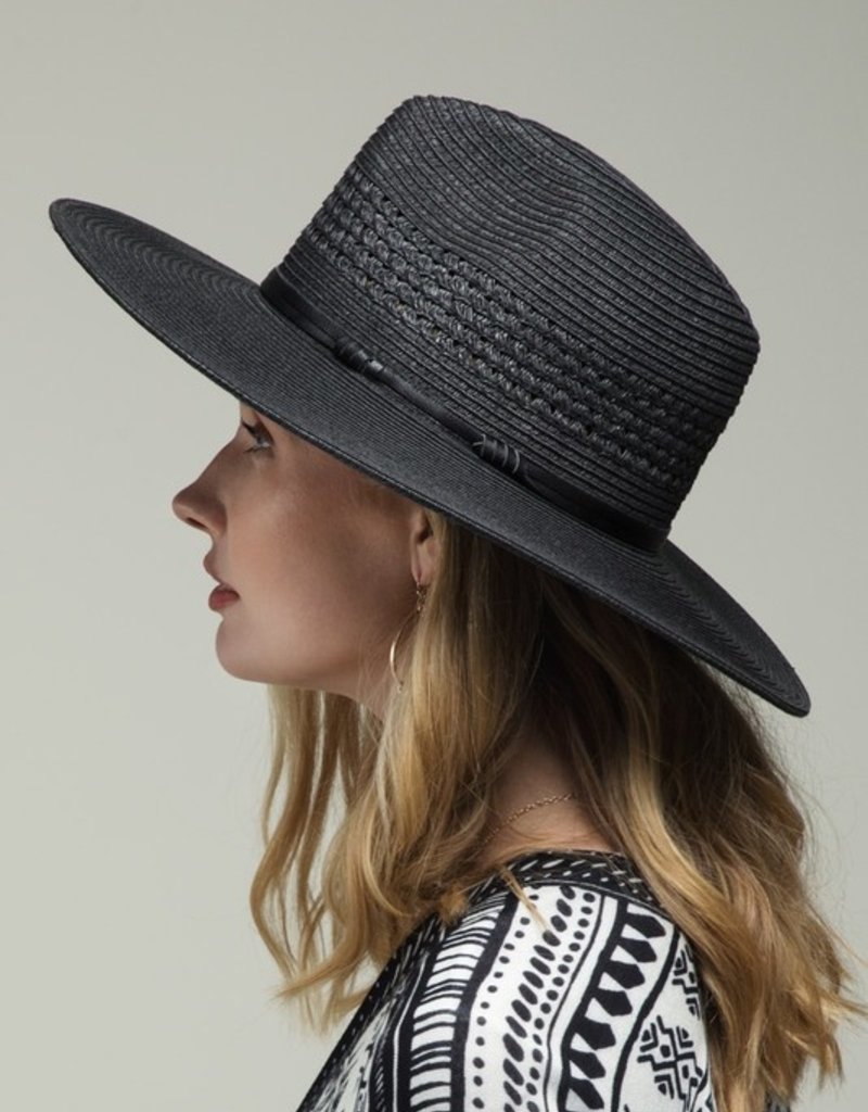 509 Broadway Leather Trim Woven Hat