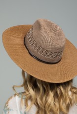 509 Broadway Leather Trim Woven Hat