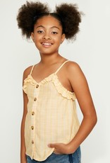 509 Broadway Girls Plaid Ruffle Trim Cami