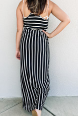 509 Broadway Side Slit Racer Back Stripe Maxi Dress