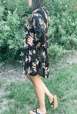 509 Broadway Long Sleeve V-Neck Floral Babydoll Dress