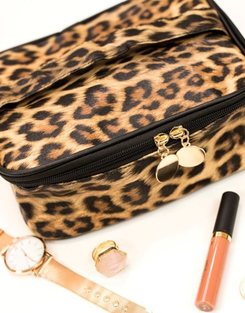 509 Broadway Leopard Make Up Bag