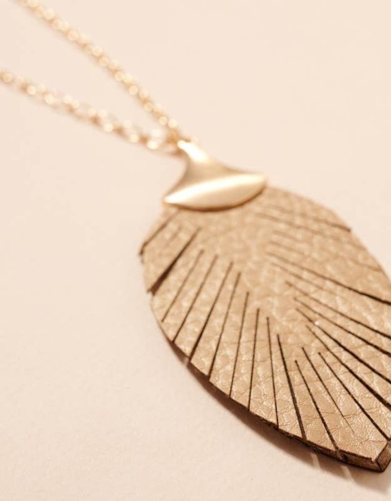 509 Broadway Leather Feather Pendant Necklace