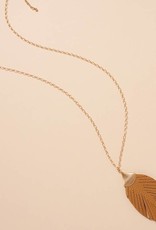 509 Broadway Leather Feather Pendant Necklace