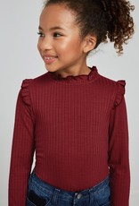 509 Broadway Girls Ribbed Ruffle Mock Neck Top