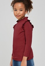 509 Broadway Girls Ribbed Ruffle Mock Neck Top