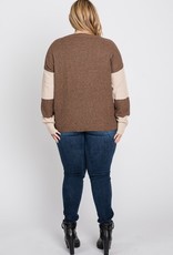 509 Broadway Plus Size Color Block L/S Sweater